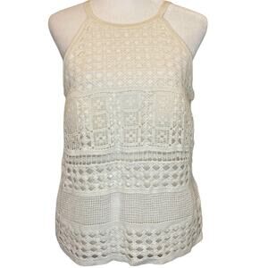 Crocheted Y2K Knit Top White Halter Style Cotton size M